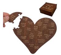 20 Raisons pour Je t'aime Puzzle en Bois Cœur Cadeau Gravé Amoureux avec Boîte de Rangement, Cadeau Significatif pour la Saint-Valentin, Anniversaire, Mariage pour Lui et Elle, Couple