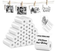 20 Rolls Glossy Thermal Paper for Most Pocket Printers,57mm x 3.5m,Diameter 26mm,Glossy Thermal Paper for Mini Portable Printers,Black Text,Suitable