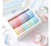20 rouleaux de mini-rubans washi : ensemble de rubans décoratifs de masquage fins et colorés de base pour bullet journal, agendas, artisanat DIY, arts, emballage, fournitures de scrapbooking, décorati