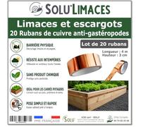 20 Rubans de Cuivre Anti-Limaces et Escargots SOLU'LIMACES - Barrière Physique Adhésive pour Potager, Jardinières, Pots et Bacs de Culture - sans Produit Chimique 4mx3cm