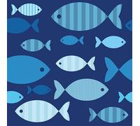'20 serviettes, 3 plis pliage 1/4 33 cm x 33 cm, "Blue Fish, Papstar 86371