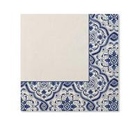 20 Serviettes Arabesque - Bleu et blanc