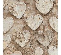 20 serviettes Bouleau avec cœur/coton/Amour/automne 33 x 33 cm