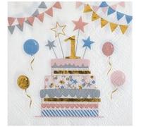 20 serviettes cocktail chat party 1 er 25cm Jaune G