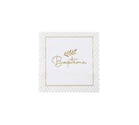 Santex Serviettes de table 8015-99 – Baptême papier 16,5 cm blanc et doré métallique sachet 20