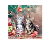 20 SERVIETTES DE TABLE JETABLE PAPIER CHATONS MAGIE NOËL 33CM Marron, Chocolat