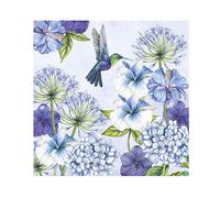 20 SERVIETTES DE TABLE JETABLE PAPIER COLIBRI FLEURS CHAMPS 33CM Violet, Lilas, Lavande, Parme, Prune