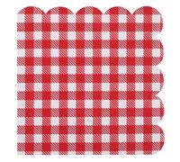 20 SERVIETTES DE TABLE JETABLE PAPIER FESTONNÉ VICHY 16CM ROUGE
