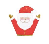 20 SERVIETTES DE TABLE JETABLE PAPIER FORME PÈRE NOËL 16.5X15CM Rouge