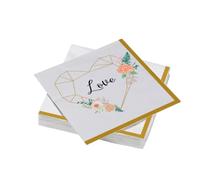 20 Serviettes en ouate 33x33cm 3plis Golden Love