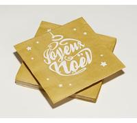 20 serviettes en ouate 40x40cm 3plis Lettrage Boule Or