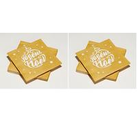 20 serviettes en ouate 40x40cm 3plis Lettrage Boule Or (Lot de 2)