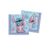 20 Serviettes en papier Angel et Stitch 33 x 33 cm - Bleu