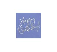 20 Serviettes en papier bleues happy birthday iridescent 33 x 33 cm