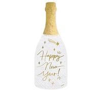 20 Serviettes en papier bouteille Happy New Year 14,5 x 12 cm - Blanc