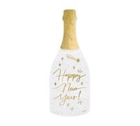 20 Serviettes en papier bouteille Happy New Year 14,5 x 12 cm - Blanc