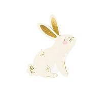 20 Serviettes en papier lapin blanc et or 25 x 32 cm