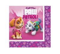 Lot de 20 Serviettes en papier écologique et compostables pat patrouille rose 33cm - 33cm