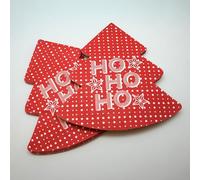 20 Serviettes Forme Sapin HOHOHO en ouate 3plis - 33x33cm