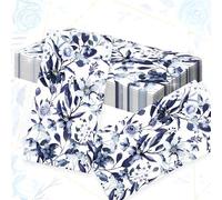 20 serviettes papier bleu poussiéreux motifs floraux pour mariage fête de noces réception bébé anniversaire dîner thé cuisine baby shower