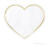 20 serviettes papier cur 14.5x12.5cm bord or - partydeco spk12-019me Blanc G