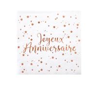 Santex Serviettes papier Anniversaire Or Rose 25 cm dépliées x20