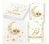 20 Serviettes pour Ramadan + 12 Lanterne Décoration de Table, Hajj Mubarak Decoration, Decoration Ramadan 2025, Decoration Eid Mubarak, Ramazan Süsleri, Decoration Aid Moubarak Islam Cadeau