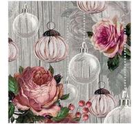 20 serviettes roses boules décoration 33x33cm gris - ambiente 33314690 Gris G