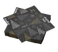 20 Serviettes Xmas Joy Noir en ouate 3plis - 33x33cm