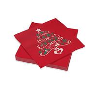 20 Serviettes XMAS Tree Rouge en papier - 40x40cm