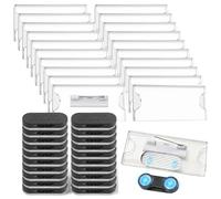 20 Set Badges Nominatifs Badge Aimanté 75 x 34mm Plastique Transparent Badges Magnétiques Nominatifs à Épingle pour Vêtements Magnétique+Épingle Convient aux Équipes Écoles Événements