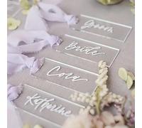 20 Sets/30 Sets Cartes de Place en Acrylique Transparent PMMA en Forme d'Arche pour Mariage avec Ruban, Étiquette de Nom de Siège 1,77in x 3,5in avec Ruban, Panneaux Réservés de Mariage Transparent DI