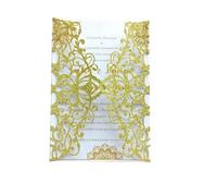 20 sets de cartes d'invitation de mariage dorées scintillantes découpées au laser avec encart vierge et enveloppe pour une fête de fiançailles ou une fête de mariage. (or pailleté)