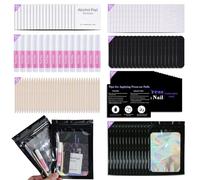 20 Sets Kit Pour Ongles Pressé Jetable de Préparation Pour Ongles, Colle pour lime à ongles, Pad de Préparation, Pastilles Adhésives pour Ongles, Bâtonnet en Bois, Notice d’utilisation, Sac (Noir)