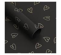 20 Sheet 58x58cm Love Print Flower Wrapping Paper Waterproof Wedding Birthday Party Bouquet Packaging Valentine'S Day Decor(Black)