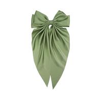 20 Solid Elegant Satin Bow Hairpin Women Girls Spring Hair Clips Headwear Ponytail Hairclips Barrettes Accessories(Olive Green)