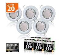 20 Spots LED Dimmable Blanc Chaud Orientable - LAMPESECOENERGIE - SMD LED 7W eq. 56W - Non Compatible Variateur