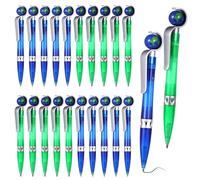 20 stylos globe, stylos à bille rétractables, modèles originaux avec mini globe rotatif, encre noire, lot de 10 bleus et 10 verts, fournitures scolaires et de bureau pour l'écriture quotidienne