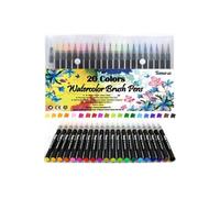 20 stylos pinceaux Fournitures artistiques Pour livres de coloriage, à faire soi-même - Esquisses, carnet, calligraphie, peinture - Pinceau à eau