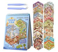 20 Sujets Différent Autocollants de Scène mit 2 Pince Épiler | Stickers 3D DIY Sticker Book Soulage le Stress, Cosy Stickers pour Enfants et Adultes (Bleu)