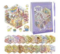 20 Sujets Différent Autocollants de Scène mit 2 Pince Épiler | Stickers 3D DIY Sticker Book Soulage le Stress, Cosy Stickers pour Enfants et Adultes (Violet)