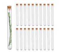 20 Tubes à Essai en Verre 20x200mm avec Bouchon en Liège (45ml) + 20 Étiquettes Kraft + Ficelle de Jute | Éprouvettes de Laboratoire | Souvenirs d'Anniversaire, Fiole pour Bonbons, Dragées
