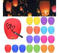 20 Unités Lanterne Volante, Biodegradable Lanterne en Papier Chinoise, Bougies Volantes Sky Lanterns, Lanternes Volantes en Mémoire de Mariage, de Fêtes et de Festivals, Multicolores