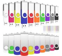 20 x 128MB USB 2.0 Flash Drive - With Swivel Cords - Mixed Colors