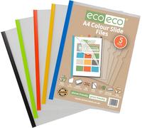 20 X A4 50% Recycled Easy Slide File Folder With Coloured Bar For Project Reports,Eco117x4