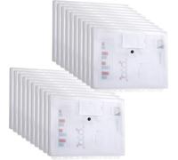 20 X A4 Three-Dimensional Plastic Document Wallets With 11 Holes,Waterproof Document Wallets For School Office (White)