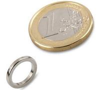 20 x Aimant, Anneau magnétique Ø 12/9 x 1,5 mm Néodyme, N45 níquel - Force d'adhérence: 1,5kg - 20 pièces - Aimants puissants en Néodyme (NdFeB)