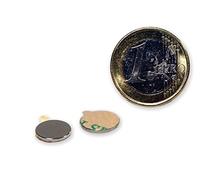 20 x Aimant Rond en néodyme avec adhésif Ø 10 mm x 2 mm, Disque magnétique - Tient 1 kg - 20 pièces - Aimants permanents circulaires adhésifs de Terres Rares pour l'industrie et la Maison