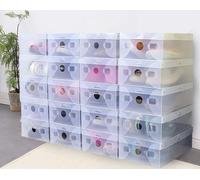 20 x boîtes à chaussures Organisateur de chaussures Transparent Boîte de rangement pliable en plastique Boîte à chaussures, Empilable Imperméable pour vêtements, chaussures, jouets, livres, femmes et
