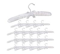 20 x Cintres en Satin, Cintre rembourré Doux pour Vestes, Crochet Rotatif 360°, 38 cm, Noeud, Blanc
